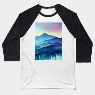 Watercolor mountains landscape Baseball T-Shirt